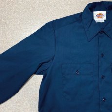 画像2: 「Dickies(ディッキーズ)」90s T/Cツイル 65/35 USA製 ネイビー ワークシャツ (2)