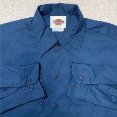 画像3: 「Dickies(ディッキーズ)」90s T/Cツイル 65/35 USA製 ネイビー ワークシャツ (3)