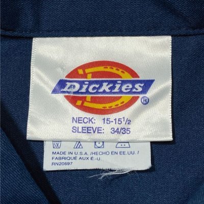 画像1: 「Dickies(ディッキーズ)」90s T/Cツイル 65/35 USA製 ネイビー ワークシャツ