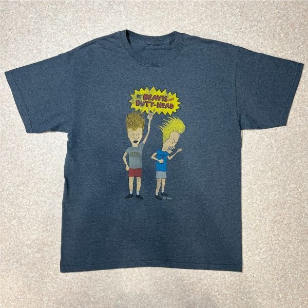 「NO BRAND(ノーブランド)」BEAVIS AND BUTT-HEAD ビーバス アンド バットヘッド プリント Tシャツ