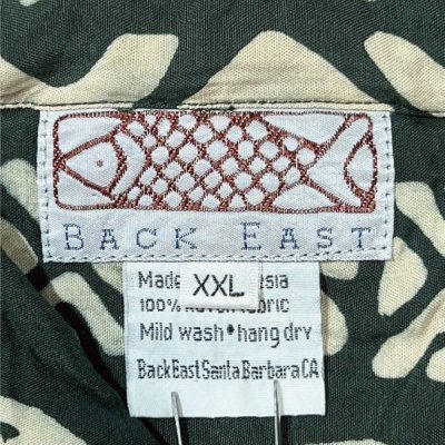 画像2: 「BACK EAST(バックイースト)」象形文字 XXLサイズ アロハシャツ 開襟シャツ