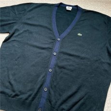 画像18: 「LACOSTE(ラコステ)」90s 8サイズ XLサイズ相当 ブラック×ネイビー コットン 2トーン ニット カーディガン (18)