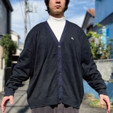 画像19: 「LACOSTE(ラコステ)」90s 8サイズ XLサイズ相当 ブラック×ネイビー コットン 2トーン ニット カーディガン (19)