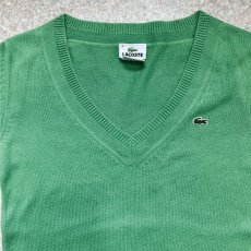 画像3: 「LACOSTE(ラコステ)」90s 36サイズ グリーン コットン Vネック ニット セーター (3)