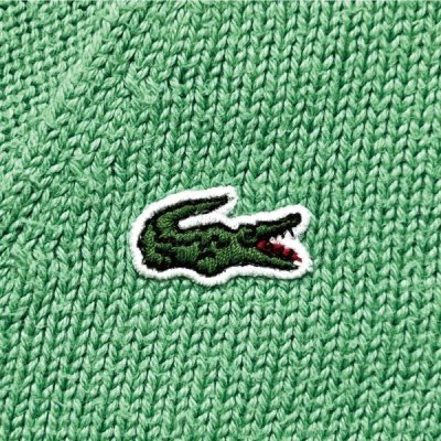 画像1: 「LACOSTE(ラコステ)」90s 36サイズ グリーン コットン Vネック ニット セーター