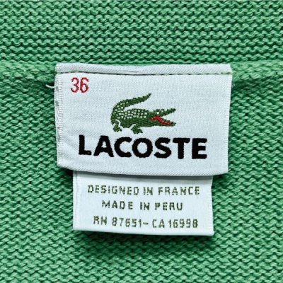 画像2: 「LACOSTE(ラコステ)」90s 36サイズ グリーン コットン Vネック ニット セーター