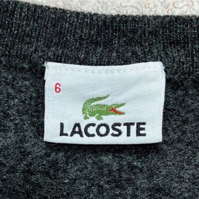 画像2: 「LACOSTE(ラコステ)」90s 6サイズ チャコールグレー ウール ウールマーク クルーネック ニット セーター