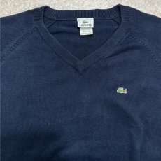 画像3: 「LACOSTE(ラコステ)」90s 8サイズ ネイビー ラグランスリーブ コットン Vネック ニット セーター (3)