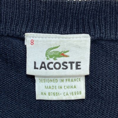 画像2: 「LACOSTE(ラコステ)」90s 8サイズ ネイビー ラグランスリーブ コットン Vネック ニット セーター