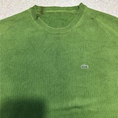 画像3: 「LACOSTE(ラコステ)」90s Lサイズ相当 グリーン コットン クルーネック ニット セーター (3)