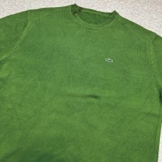 画像16: 「LACOSTE(ラコステ)」90s Lサイズ相当 グリーン コットン クルーネック ニット セーター (16)