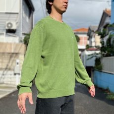 画像18: 「LACOSTE(ラコステ)」90s Lサイズ相当 グリーン コットン クルーネック ニット セーター (18)