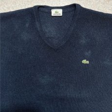 画像3: 「LACOSTE(ラコステ)」90s 8サイズ ブラック ウール ウールマーク Vネック ニット セーター (3)