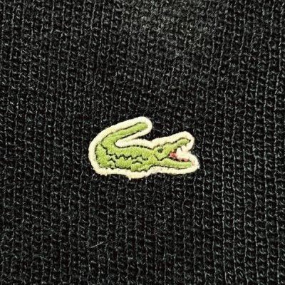 画像1: 「LACOSTE(ラコステ)」90s 8サイズ ブラック ウール ウールマーク Vネック ニット セーター