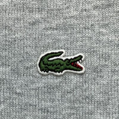 画像1: 「LACOSTE(ラコステ)」90s 5サイズ ライトグレー コットン Vネック ニット セーター