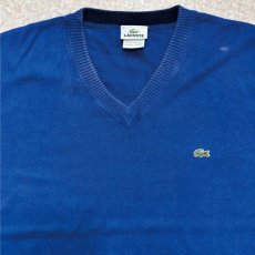 画像3: 「LACOSTE(ラコステ)」90s 6サイズ ブルー コットン Vネック ニット セーター (3)