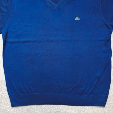 画像5: 「LACOSTE(ラコステ)」90s 6サイズ ブルー コットン Vネック ニット セーター (5)