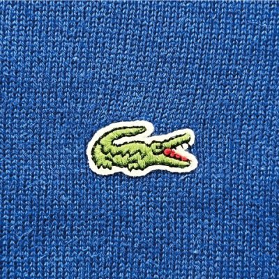 画像1: 「LACOSTE(ラコステ)」90s 6サイズ ブルー コットン Vネック ニット セーター