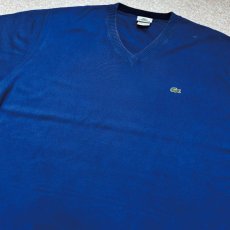 画像17: 「LACOSTE(ラコステ)」90s 6サイズ ブルー コットン Vネック ニット セーター (17)