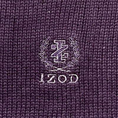 画像1: 「LACOSTE(ラコステ)」IZOD アイゾッド 年代不明 Mサイズ パープル エンブレム コットンニット セーター