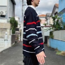 画像19: 「LACOSTE(ラコステ)」ブート？ Lサイズ マルチボーダー アクリルウール クルーネック ニット セーター (19)