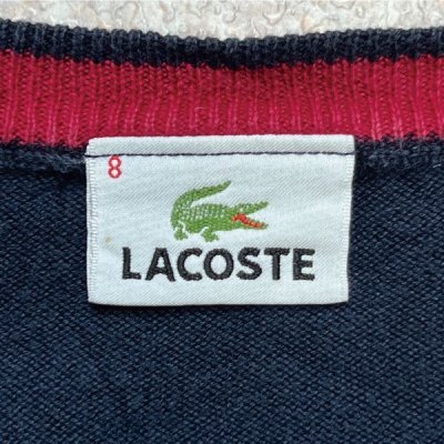 画像2: 「LACOSTE(ラコステ)」90s 8サイズ ネイビー コットン クルーネック ニット セーター