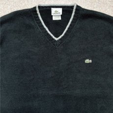 画像3: 「LACOSTE(ラコステ)」90s 6サイズ ブラック コットン Vネック ニット セーター (3)