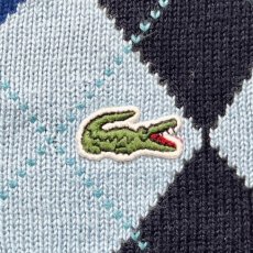 画像6: 「LACOSTE(ラコステ)」90s 8サイズ ライトブルーネイビー×アーガイル コットン Vネック ニット セーター (6)