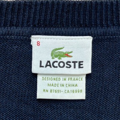 画像2: 「LACOSTE(ラコステ)」90s 8サイズ ライトブルーネイビー×アーガイル コットン Vネック ニット セーター