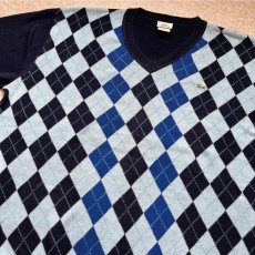 画像17: 「LACOSTE(ラコステ)」90s 8サイズ ライトブルーネイビー×アーガイル コットン Vネック ニット セーター (17)