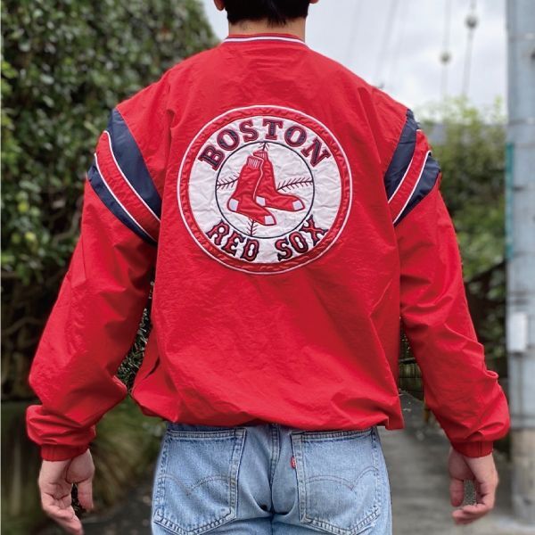 特注製品 【リバーシブル】ナイロンプルオーバー MLB Boston Red Sox