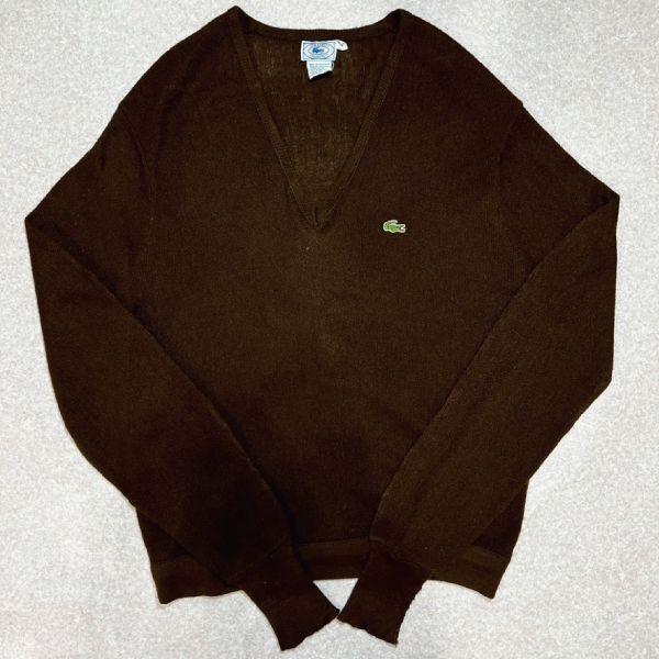【希少80ｓ】LACOSTE ラコステ ウールニットセーター フランス製 緑 L